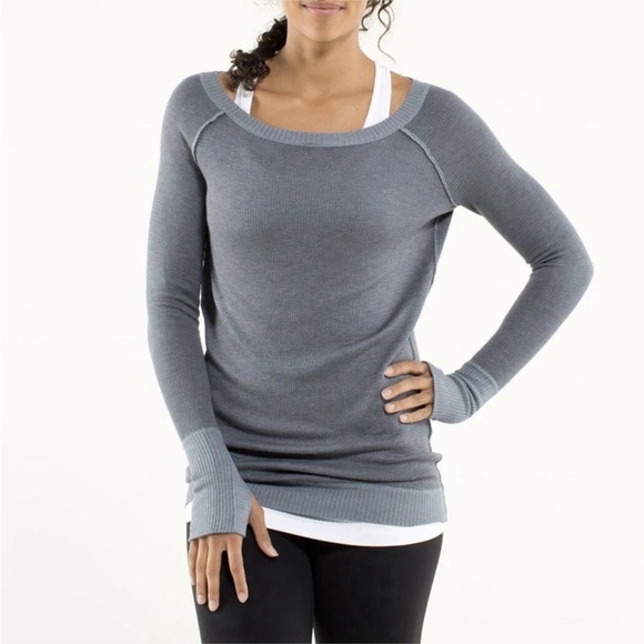 Lululemon Chai Time Pullover Women’s Medium Heathered Grey Sweater Reversible - Picture 1 of 9